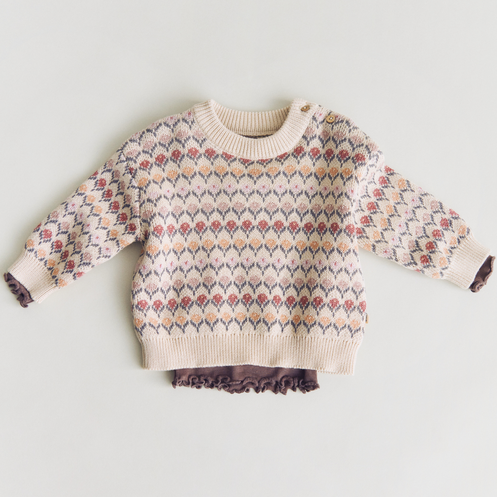 Pull Harlow Jacquard - Blanc cassé - Coton biologique - Ensemble blé