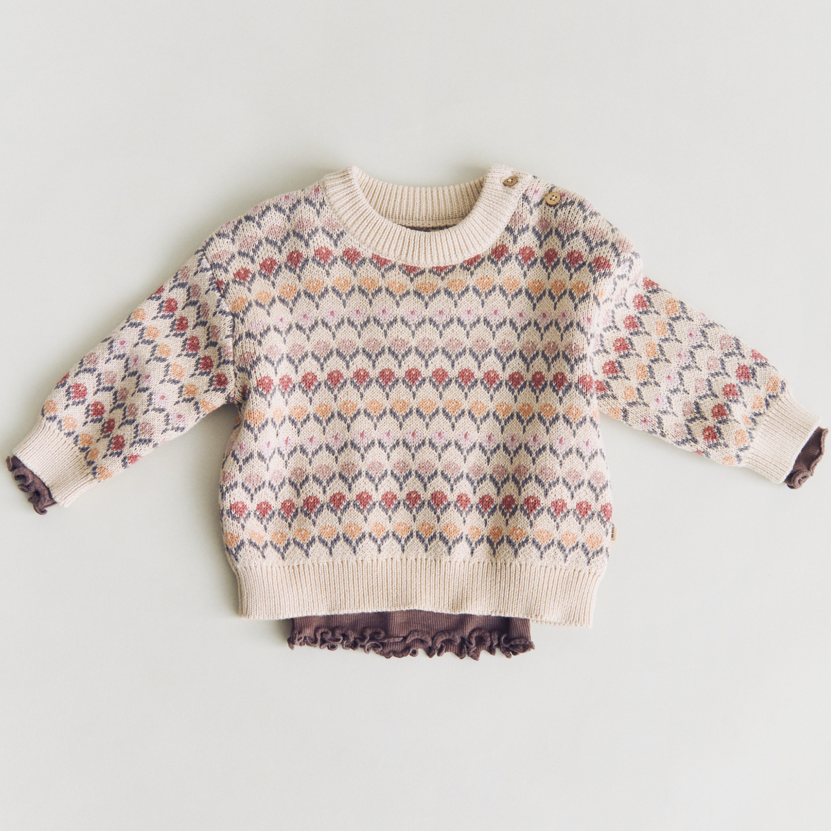 Pull Harlow Jacquard - Blanc cassé - Coton biologique - Ensemble blé