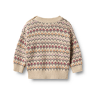 Pull Harlow Jacquard - Blanc cassé - Coton biologique - Dos bébé couleur blé