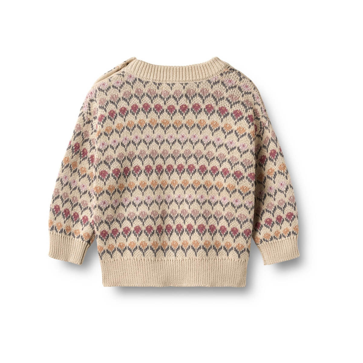 Pull Harlow Jacquard - Blanc cassé - Coton biologique - Dos bébé couleur blé