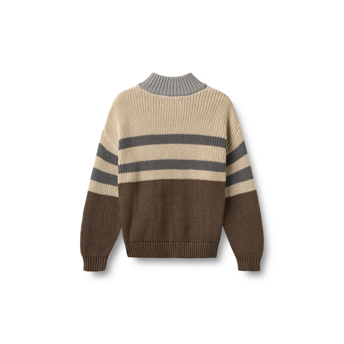 Pull zippé Simo - Bois sec - Coton biologique - Dos en blé