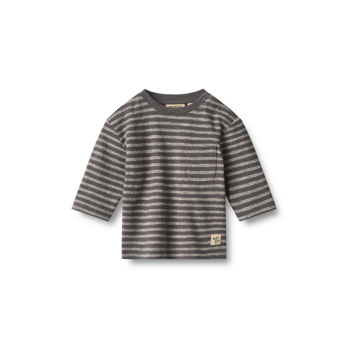 T-shirt à manches longues Ross - Rayures anthracite foncé - Coton biologique - Blé pour
