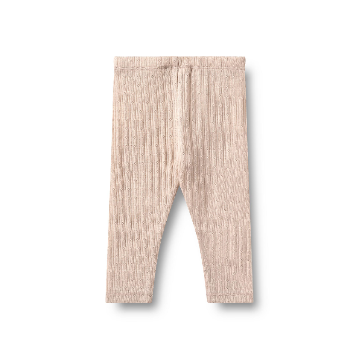 Leggings bébé en laine et soie - Pointelle Agi - Lilas pâle - Laine mérinos et soie - Dos couleur blé
